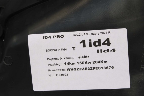 VW ID4 Pro FOTELE KOMPLET FOTELI siedzeń siedzenia fotel tapicerka 11A welur kolor szary kanapa siedzisko oparcie fotel EUROPA