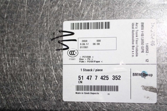 BMW X1 F48 WYKŁADZINA DYWAN BAGAŻNIKA 7425352 51 47 7425352 czarna 51477425352 tapicerka PODŁOGA 7425352 7425352 7425352 7425352