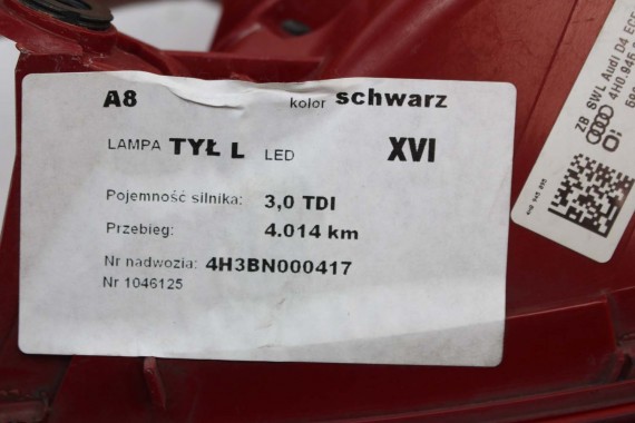 AUDI A8 LAMPY LED TYŁ 4H0945095 4H0945096 4H0945095 4H0945096 lampa tylna D4 4H0 945 093 4H0945093 4H0945094 4H0945095 4H0945096