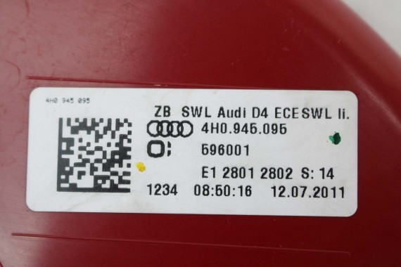AUDI A8 LAMPY LED TYŁ 4H0945095 4H0945096 4H0945095 4H0945096 lampa tylna D4 4H0 945 093 4H0945093 4H0945094 4H0945095 4H0945096