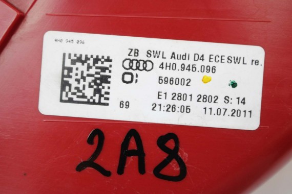 AUDI A8 S8 LAMPY LED TYŁ 4H0945093 4H0945094 4H0945095 4H0945096 lampa tylna D4 4H0 945 093 4H0945093 4H0945094 4H0945095