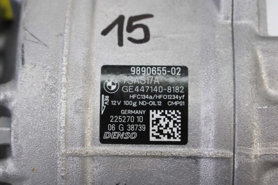 BMW X6 POMPA KLIMATYZACJI 9890655 KLIMY SPRĘŻARKA KOMPRESOR 7SAS17A 64529890655 6861436 6861434 6826881 6995918 9384630 6926545