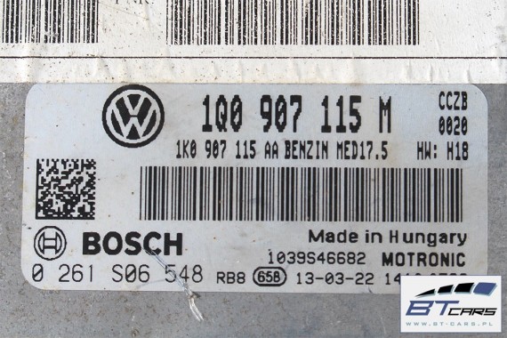 VW EOS MODUŁ STEROWNIK KOMPUTER SILNIKA 2.0 TFSi DSG 1Q0907115M 1Q0907115AA BENZYNA manualna skrzynia 1Q0 907 115 M  1Q