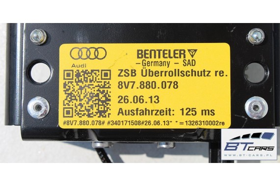 AUDI A3 CABRIO PAŁĄK DACHOWANIA 8V7880077 8V7880078 bezpieczeństwa 8V7880077A 8V7880078A 8V ZABEZPIECZENIE W RAZIE DACHOWANIA VW