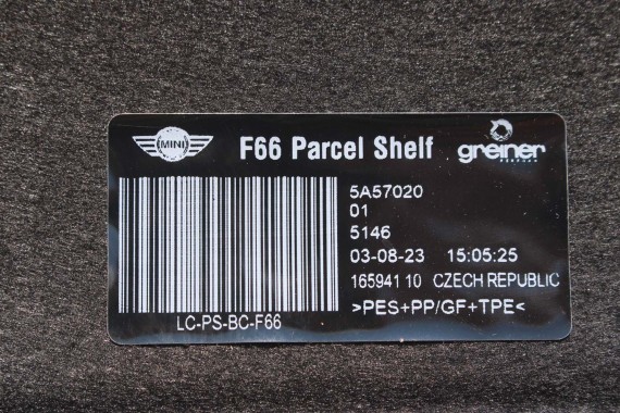 MINI F66 PÓŁKA TYLNA TYŁ BAGAŻNIKA 5A57020 5A57020 czarna 5A57020 51465A57020 5A57020 5A57020 5A57020 5A57020 5A57020 5A57020