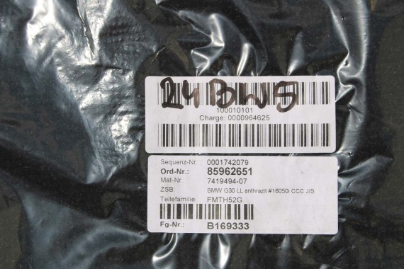 BMW 5 G30 DYWANIKI PODŁOGI 7419494 wycieraczki kolor czarny 7419494 51477419494 7419494 8596265 7419494 51477419494 7419494 G31