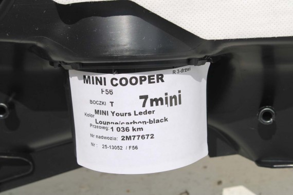 MINI F56 FOTELE KOMPLET FOTELI siedzeń siedzenia tapicerka +boczki drzwiowe MINI Yours Leder Lounge/carbon-black LCi JCW
