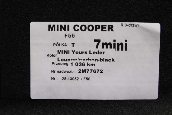 MINI F56 PÓŁKA TYLNA TYŁ BAGAŻNIKA 7302421 7302421 czarna 7302421 51467302421 7302421 51467302421 7302421 51 46 7302421 7302421