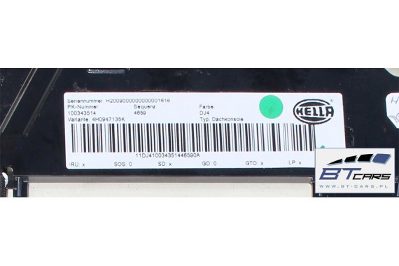 AUDI A8 LAMPKA OŚWIETLENIE PODSUFITKI 4H0947135K 4H0 947 135 K DJ4 - śnieżno biały 4H D4 4H0947135K 4H0947135K 4H0947135K