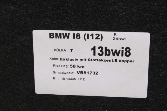 BMW i8 l12 PÓŁKA BAGAŻNIKA 7408656 51477408656 TYLNA TYŁ BAGAŻNIKA 7408656 czarna 51477408656 7408656 7408656 7408656 7408656