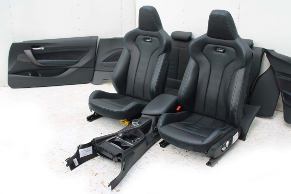 BMW M2 F87 FOTELE KOMPLET FOTELI siedzeń siedzenia tapicerka M PAKIET + boczki drzwiowe czarne MPower Performance 'M' M2 F87