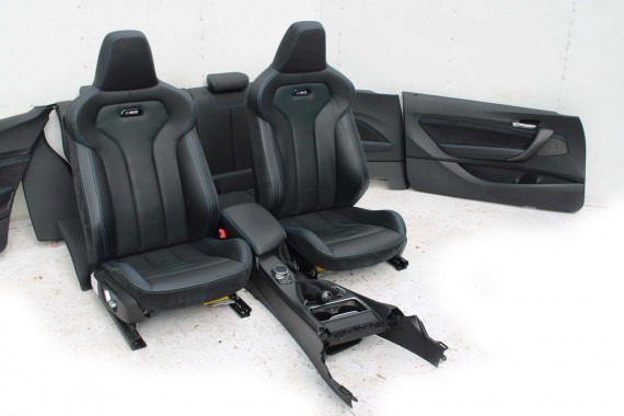 BMW M2 F87 FOTELE KOMPLET FOTELI siedzeń siedzenia tapicerka M PAKIET + boczki drzwiowe czarne MPower Performance 'M' M2 F87