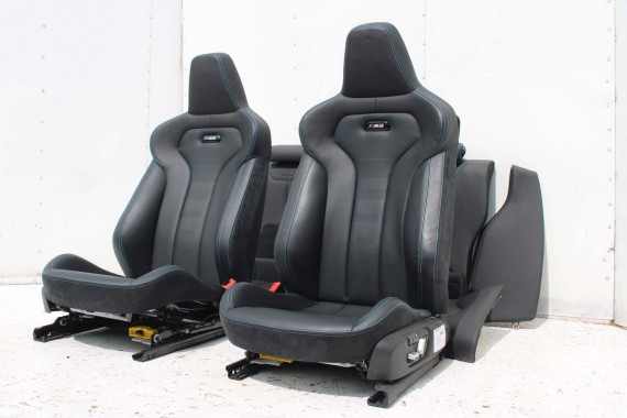 BMW M2 F87 FOTELE KOMPLET FOTELI siedzeń siedzenia tapicerka M PAKIET + boczki drzwiowe czarne MPower Performance 'M' M2 F87