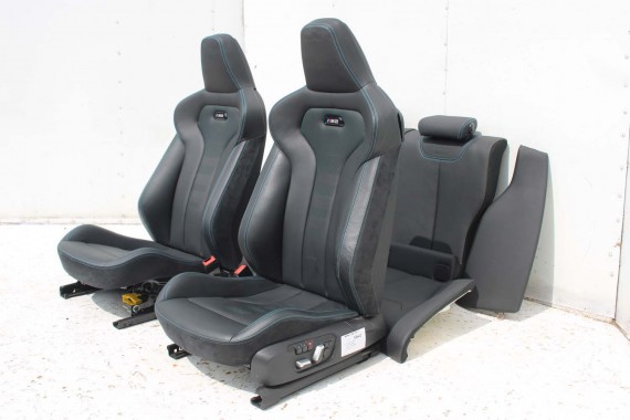 BMW M2 F87 FOTELE KOMPLET FOTELI siedzeń siedzenia tapicerka M PAKIET + boczki drzwiowe czarne MPower Performance 'M' M2 F87