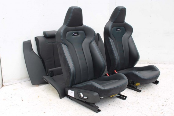 BMW M2 F87 FOTELE KOMPLET FOTELI siedzeń siedzenia tapicerka M PAKIET + boczki drzwiowe czarne MPower Performance 'M' M2 F87