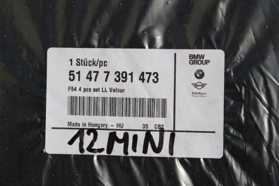MINI F54 DYWANIKI PODŁOGI 7391473 wycieraczki kolor czarny LCi LIFT Clubman 51477391473 7391473 51477391473 7391473 51477391473