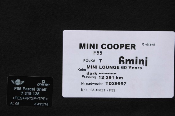 MINI F55 PÓŁKA TYLNA TYŁ BAGAŻNIKA 7319125 czarna 7319125 51467319125 7319125 7319125 7319125 7319125 7319125 7319125 7319125