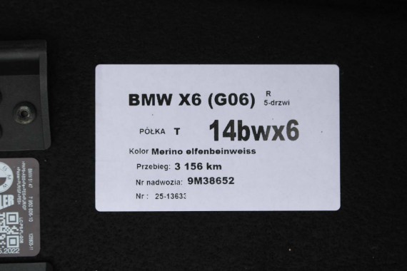 BMW X6 G06 PÓŁKA TYLNA TYŁ BAGAŻNIKA 7950606 7950606 czarna LCi LIFT 51477950606 51477950606 7950606 7950606 7950606 7950606