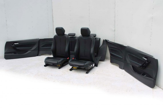 BMW M2 F87 FOTELE KOMPLET FOTELI siedzeń siedzenia tapicerka + boczki drzwiowe czarne MPower Dakota/schwarz/Kontrast blau M2 F87