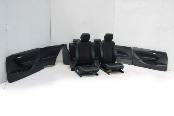 BMW M2 F87 FOTELE KOMPLET FOTELI siedzeń siedzenia tapicerka + boczki drzwiowe czarne MPower Dakota/schwarz/Kontrast blau M2 F87