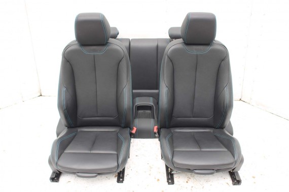 BMW M2 F87 FOTELE KOMPLET FOTELI siedzeń siedzenia tapicerka + boczki drzwiowe czarne MPower Dakota/schwarz/Kontrast blau M2 F87