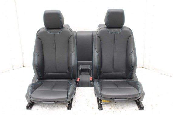 BMW M2 F87 FOTELE KOMPLET FOTELI siedzeń siedzenia tapicerka + boczki drzwiowe czarne MPower Dakota/schwarz/Kontrast blau M2 F87