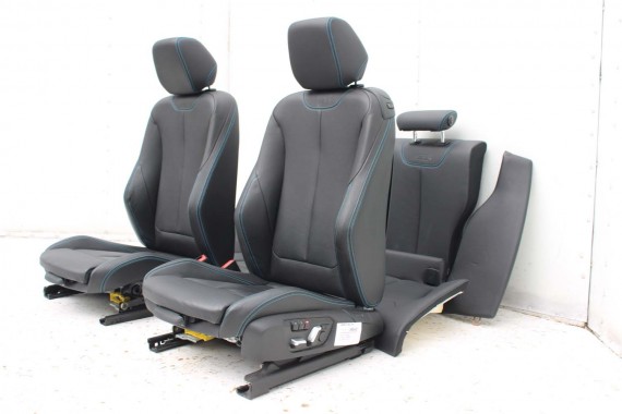 BMW M2 F87 FOTELE KOMPLET FOTELI siedzeń siedzenia tapicerka + boczki drzwiowe czarne MPower Dakota/schwarz/Kontrast blau M2 F87