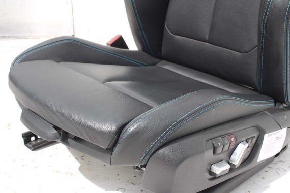 BMW M2 F87 FOTELE KOMPLET FOTELI siedzeń siedzenia tapicerka + boczki drzwiowe czarne MPower Dakota/schwarz/Kontrast blau M2 F87
