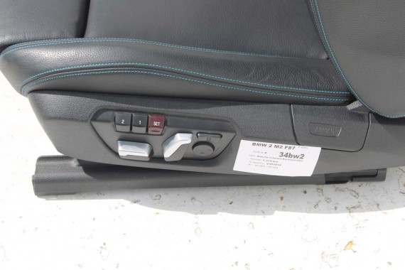 BMW M2 F87 FOTELE KOMPLET FOTELI siedzeń siedzenia tapicerka + boczki drzwiowe czarne MPower Dakota/schwarz/Kontrast blau M2 F87