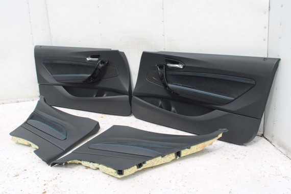 BMW M2 F87 FOTELE KOMPLET FOTELI siedzeń siedzenia tapicerka + boczki drzwiowe czarne MPower Dakota/schwarz/Kontrast blau M2 F87