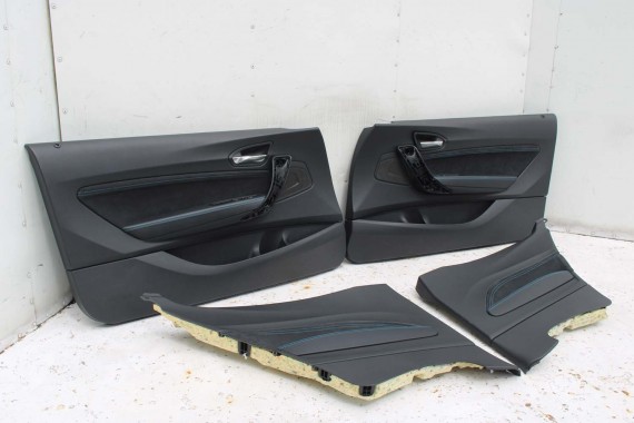 BMW M2 F87 FOTELE KOMPLET FOTELI siedzeń siedzenia tapicerka + boczki drzwiowe czarne MPower Dakota/schwarz/Kontrast blau M2 F87