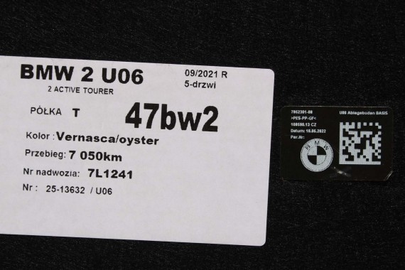 BMW 2 U06 PÓŁKA TYLNA TYŁ BAGAŻNIKA 7952301 czarna 51467952301 51 46 7952301 ACTIVE TOURER 7952301 7952301 7952301 51467952301