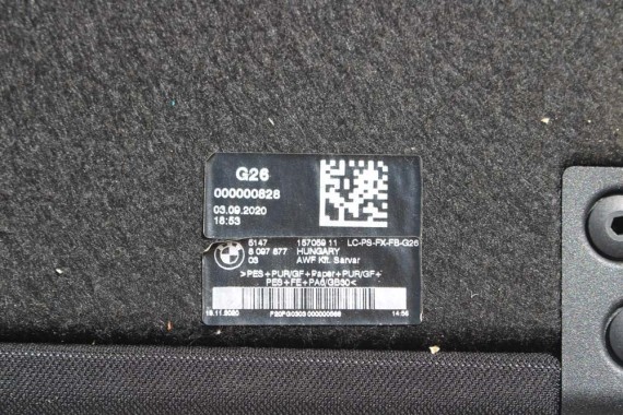 BMW 4 G26 PÓŁKA TYLNA TYŁ BAGAŻNIKA 8097877 8081723 9871082 czarna 8097877 i4 51478097877 51478081723 8081723 9871082 8081723