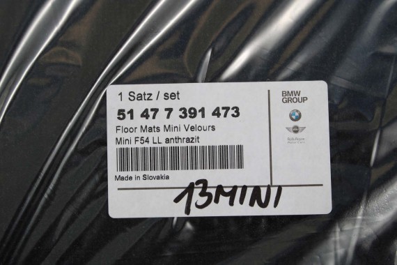 MINI F54 DYWANIKI PODŁOGI 7391473 wycieraczki kolor czarny LCi LIFT Clubman 51477391473 7391473 51477391473 7391473 51477391473