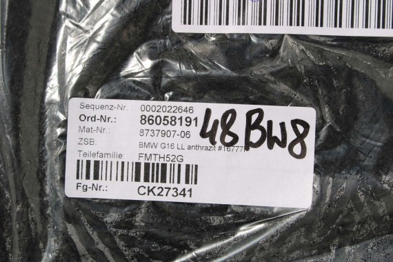 BMW 8 G16 DYWANIKI PODŁOGI 8737907 wycieraczki kolor czarny 8737907 5147 8737907 8737907 8737907 8737907 51478737907 8737907