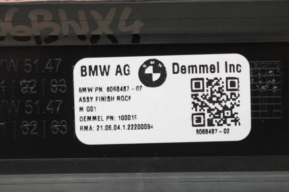 BMW X4 G02 LISTWA PROGOWA M pakiet 8068487 51478068487 wewnętrzna listwy progowe 51478068487 5147 8068487 X3 G01 8068487 8068487