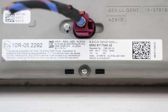 BMW 3 G20 G21 MONITOR EKRAN LCD WYŚWIETLACZ 8717540 LCi 65508717540 NAVI-GPS-TV NAVIGATION DISPLAY 8.8 8717540 5A3E575 9841821