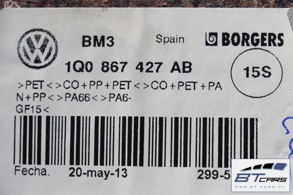 VW EOS BOCZEK + PAS + DYWAN BAGAŻNIKA 1Q0867427AB 1Q0867428T 1Q0863459A TAPICERKA bagażnik 1Q0863463E 1Q0867071D 1Q0867428 1Q