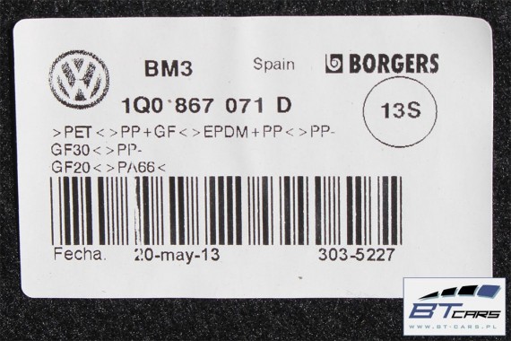 VW EOS BOCZEK + PAS + DYWAN BAGAŻNIKA 1Q0867427AB 1Q0867428T 1Q0863459A TAPICERKA bagażnik 1Q0863463E 1Q0867071D 1Q0867428 1Q