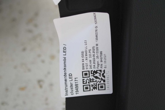 BMW X4 G02 KONSOLA PULPIT DESKA ROZDZIELCZA KOKPIT PULPIT czarna X4M X4 M F98 X3 G01 60432051 6043208 BMW X4 G02 KONSOL