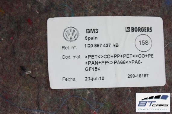 VW EOS BOCZEK + PAS + DYWAN BAGAŻNIKA 1Q0867427AB 1Q0867428T 1Q0863459A TAPICERKA bagażnik 1Q0863463E 1Q0867071D 1Q0867428 1Q