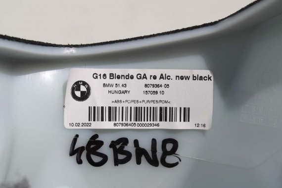 BMW 8 G16 POSZYCIE SŁUPEK C 8079393 8079394 górne podsufitki 51438079393 anthrazit 8079394 8079393 8079394 L+P 8079393 8079394