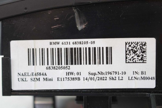 MINI F54 F55 F57 PRZEŁĄCZNIK WŁĄCZNIK 6838205 panel Zespół przełączników konsoli środkowej START STOP 61316838205 LCi 6838205