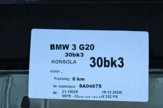 BMW 3 G20 G21 KONSOLA PULPIT DESKA ROZDZIELCZA KOKPIT PULPIT M3 G80 G81 4 M4 G22 G23 G26 G82 G83 skóra 6999618 6999620 czarna