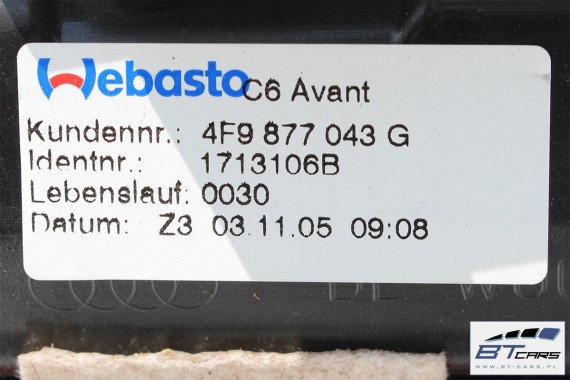 AUDI A6 ALLROAD AVANT SZYBERDACH 4F9877043G 4B0959591H 4B0959591J 4F kombi 4F9 877 043 solar dach 4F9877043G 4F9877043 4F9877043