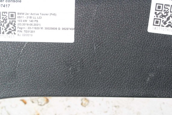 BMW 2 F45 F46 TUNEL + PODŁOKIETNIK 9319575 TUNEL ŚRODKOWY kolor czarny 6842231 9319575 9319575 6842231 6842231 9319575 9319575