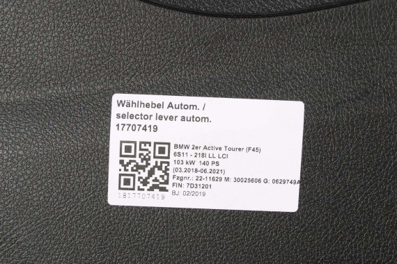 BMW 2 F45 F46 TUNEL + PODŁOKIETNIK 9319575 TUNEL ŚRODKOWY kolor czarny 6842231 9319575 9319575 6842231 6842231 9319575 9319575