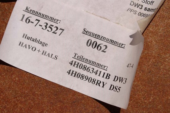 AUDI A8 TAPICERKA PÓŁKI TYLNEJ 4H0863411B półka tylna tył Kolor DW3 beż 4H0863411B d4 4H0863411H 4H0863411B 4H0863411 4H0863411B