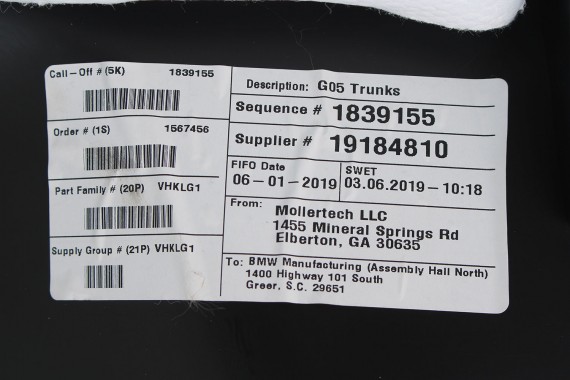 BMW X5 G05 BOCZEK KLAPY BAGAŻNIKA TYŁ 7479055 51497479055 7441646 7442965 7441636 7417424 7417427 7417428 7441649 7417430