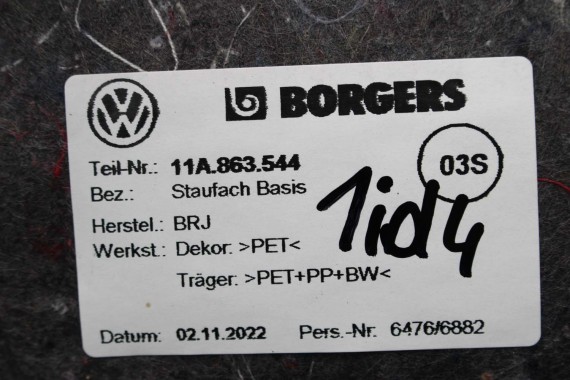 VW ID4 Pro DYWAN BAGAŻNIKA 11A863544 11A863544 11A863544 bagażnik tapicerka 11A863544 WYKŁADZINA PODŁOGA WNĘKI 11A863544 11A